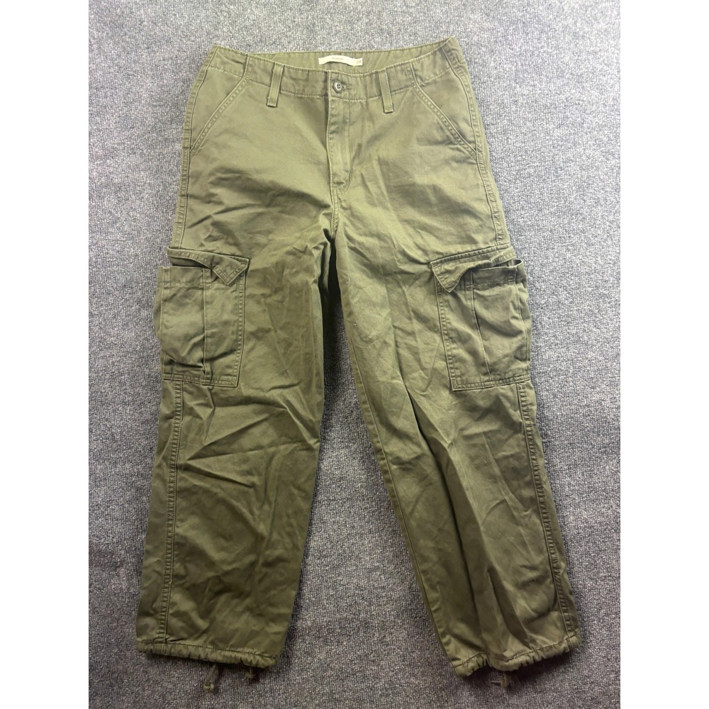 Levi's '94 Baggy Cargo Pants Women 28 Olive Green Utility Wide Leg Drawstring